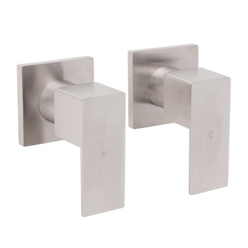 Brushed Nickel Square Shower Mixer Tap Wall Mounted