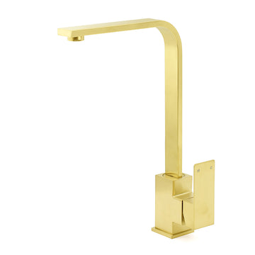 Brushed Gold Gooseneck Kitchen Mixer Tap 360 Swivel