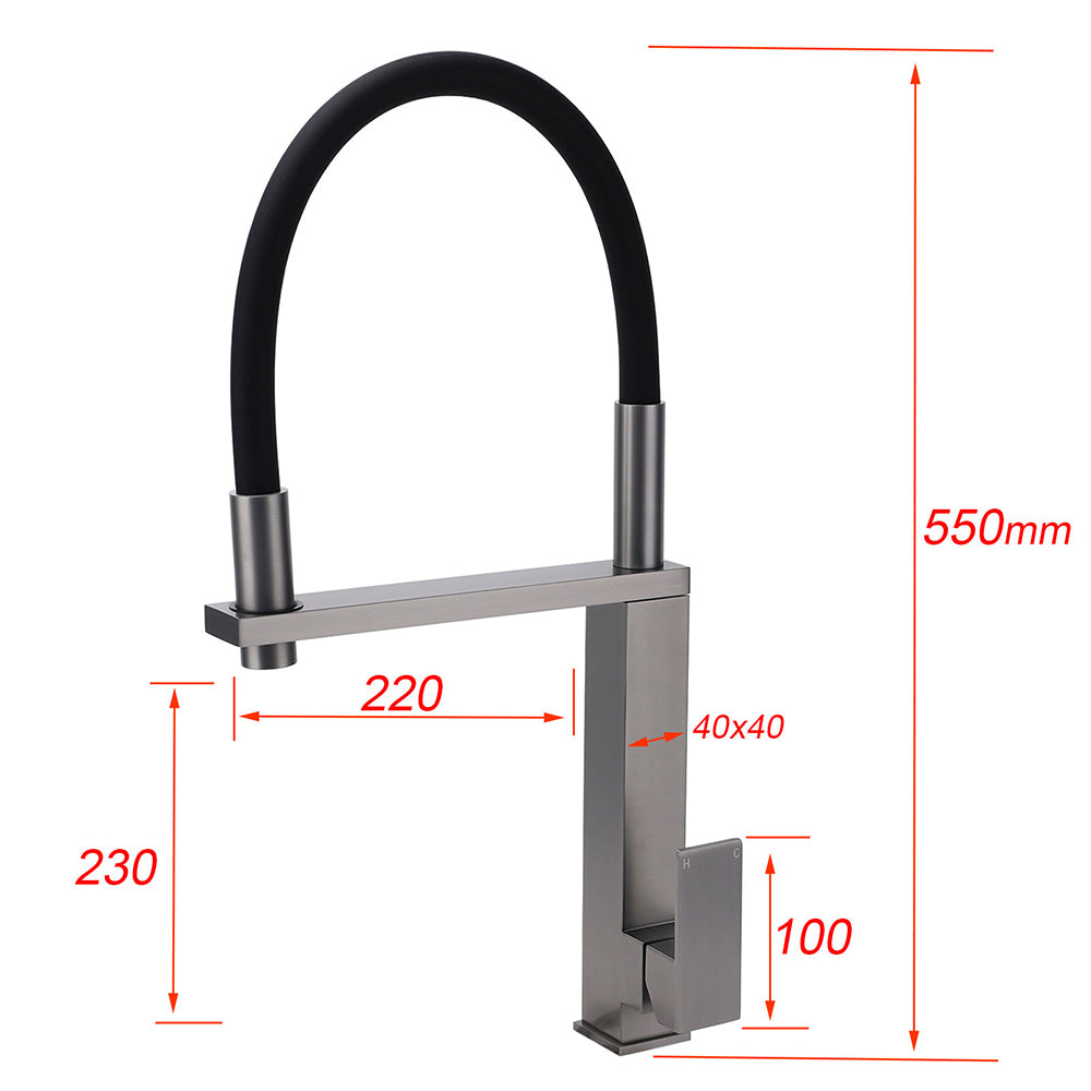 KYLINS Gun Metal Kitchen Mixer Tap with Pull Out Spout