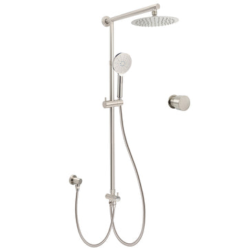 KYLINS Brushed Nickel Twin Rain Shower Head 8 inch 3 Mode Handheld with Rail and Mixer
