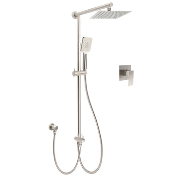 KYLINS Brushed Nickel Square Shower Set 8 inch Rain Head with Handheld and Mixer
