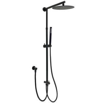 KYLINS Matt Black Double Round Shower Set 10 inch 3 Mode Handheld Sliding Rail Diverter