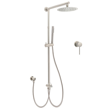 KYLINS Brushed Nickel Round Rain Shower Head 2in1 with Mixer 8 inch