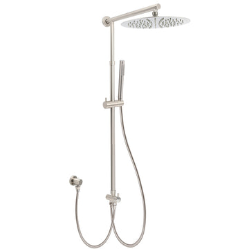 KYLINS Brushed Nickel 12in Rain Shower Head Stainless Steel Handheld Wall Rail Arm Set