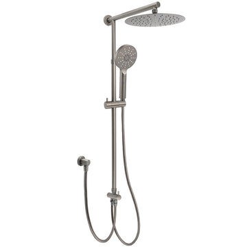 KYLINS Gun Metal Dual Shower System 10 inch Round Rain Head with Handheld and Diverter