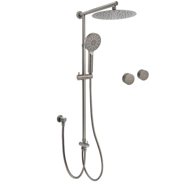 KYLINS Gunmetal Dual Rain Shower Set 10 inch Handheld Sliding Rail Diverter