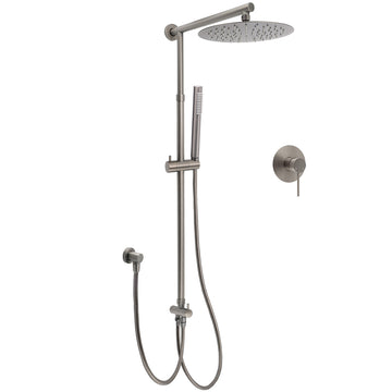 KYLINS Gun Metal Rain Shower Head Double 10 inch Handheld Sliding Rail