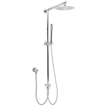KYLINS Chrome Round 8 inch Rain Head Stick Handheld Sliding Rail Dual Shower