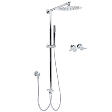 KYLINS Chrome 10 inch Round Rain Shower Head Handheld 2-in-1 Set