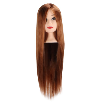Hairdressing Mannequin Head Light Brown Hair Styling with Makeup