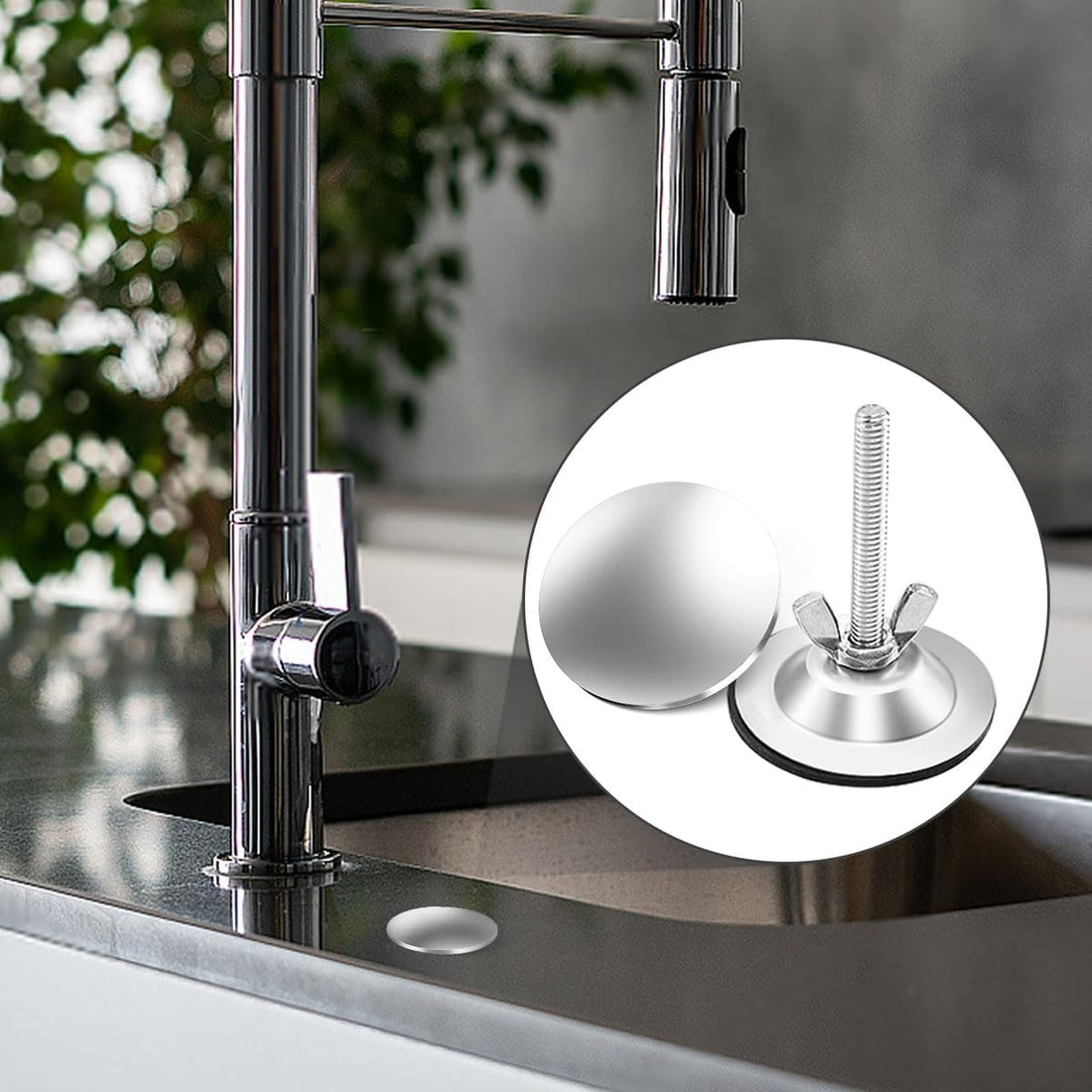 Stainless Steel Kitchen Sink Hole Cover 2 Inch Silver