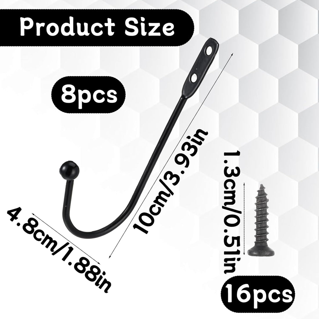 Vortaz Metal Curtain Holdbacks U-Shaped Wall Mount Black 8-Pack
