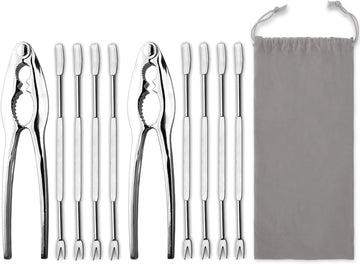 Stainless Steel Seafood Cracker and Picks Set 10-Piece Dishwasher Safe