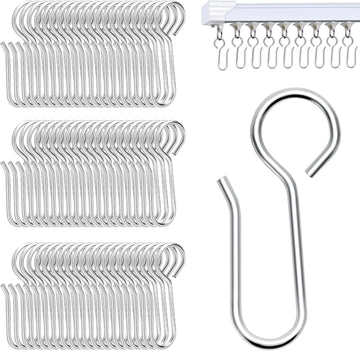 Metal Curtain Hooks S-Shaped Rust-Proof for Ceiling Track 60 Pcs