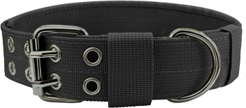 Heavy Duty Tactical Dog Collar Metal Buckle D Ring 1.5 inch Padded