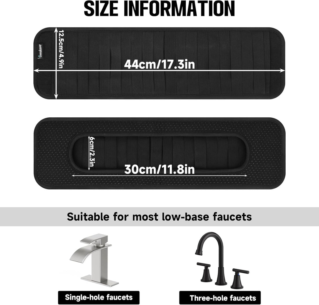 Silicone Faucet Splash Guard Mat Anti-Slip Sink Tray Black
