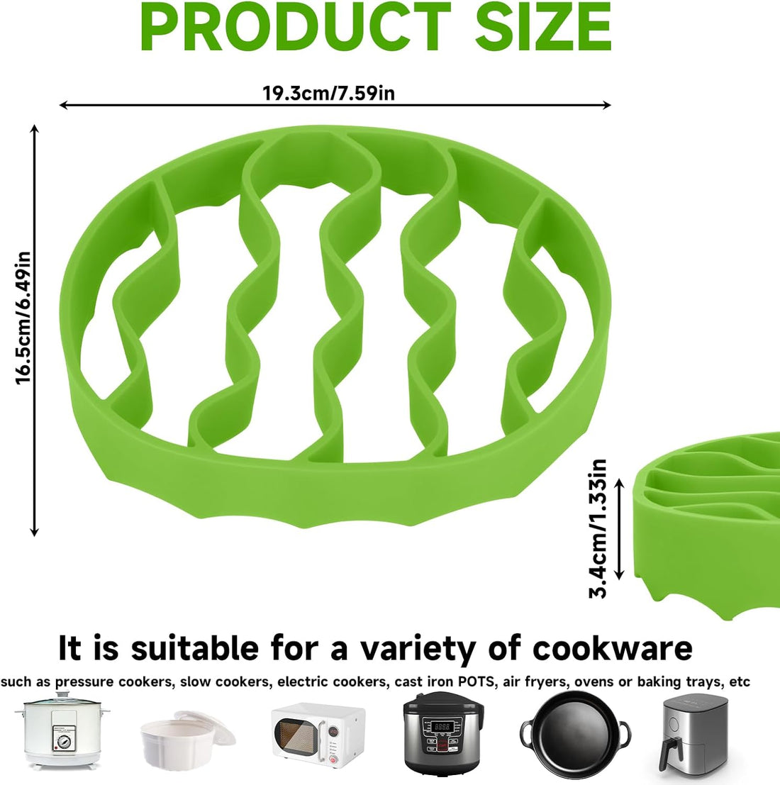 Silicone Roasting Rack Food-Grade Heat-Resistant Elevates Food for Baking Steaming Green