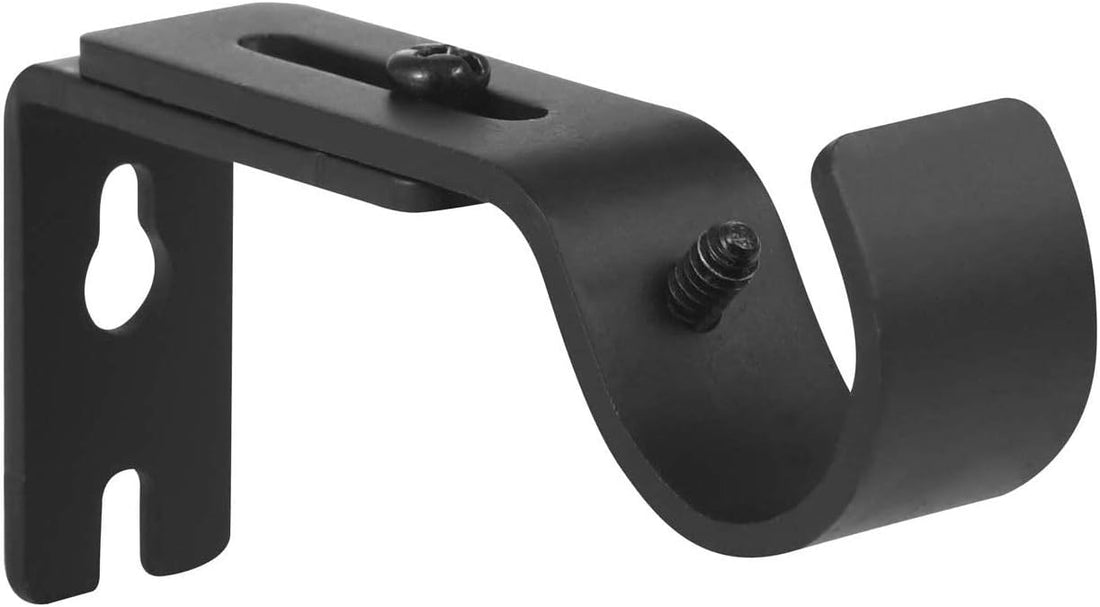 Vortaz Heavy Duty Adjustable Curtain Rod Brackets Black 2-Pack
