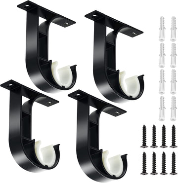 Vortaz Ceiling Mount Curtain Rod Brackets Black