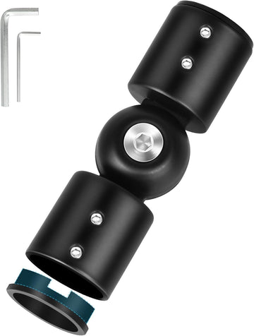 Vortaz Hinged Elbow Curtain Rod Connector Black 90-180 Degrees