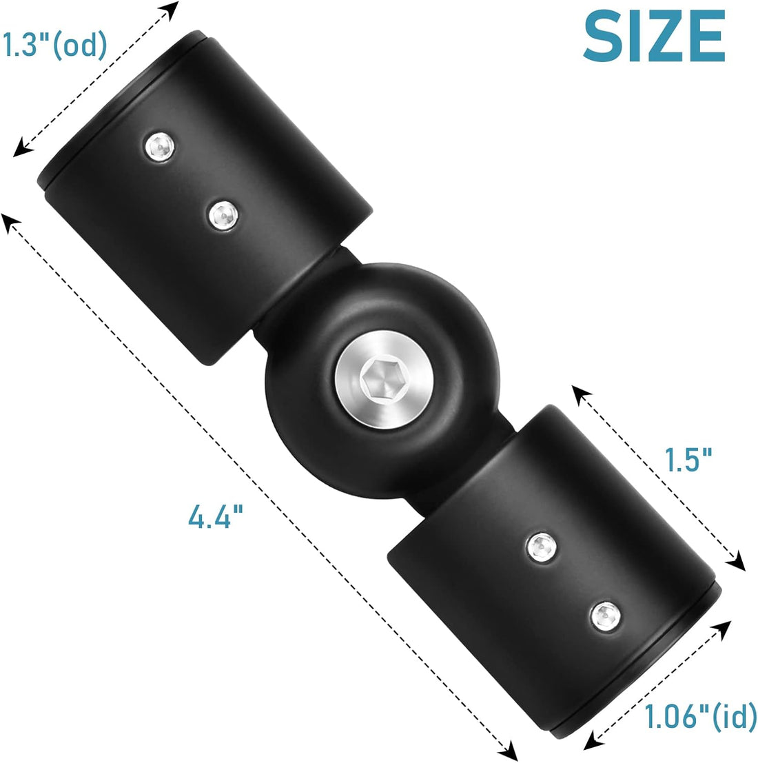 Vortaz Hinged Elbow Curtain Rod Connector Black 90-180 Degrees