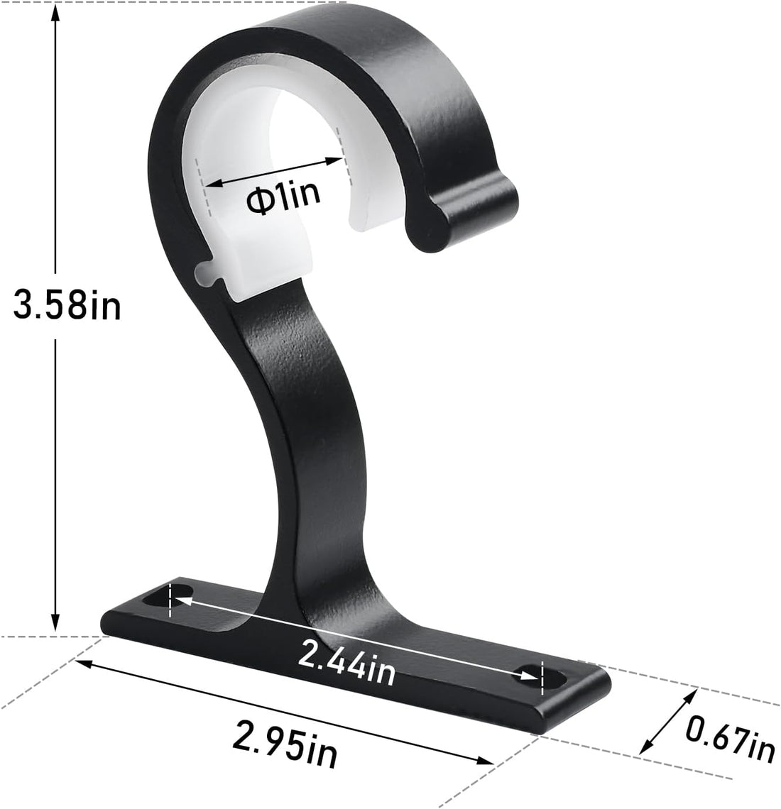 Vortaz Heavy Duty Ceiling Mount Curtain Brackets Black
