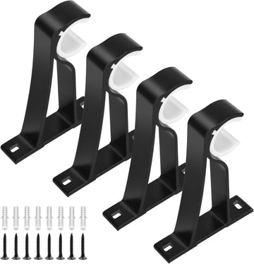 Vortaz Heavy Duty Wall Mount Curtain Rod Brackets Black