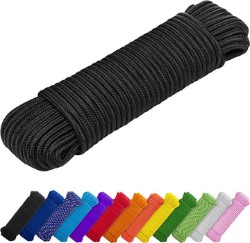 Polypropylene Utility Rope 27.5m 1/4inch Diamond Braided 250LB Black