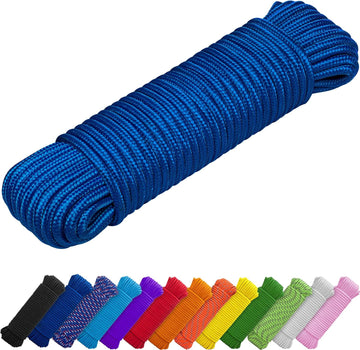Polypropylene Utility Rope 27.5m 1/4inch Diamond Braided 250LB Blue