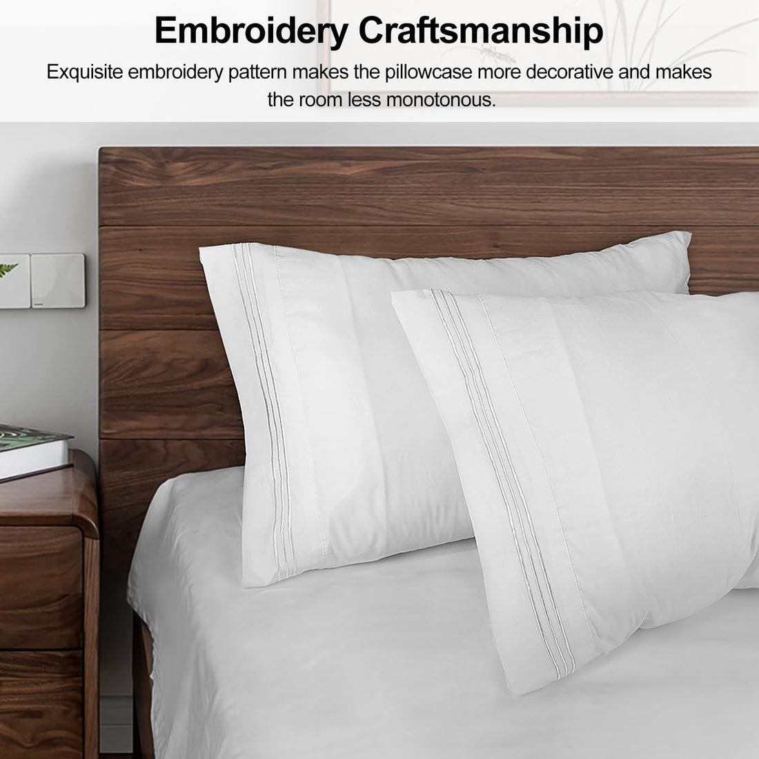 Microfiber King Pillowcase Set Brushed White