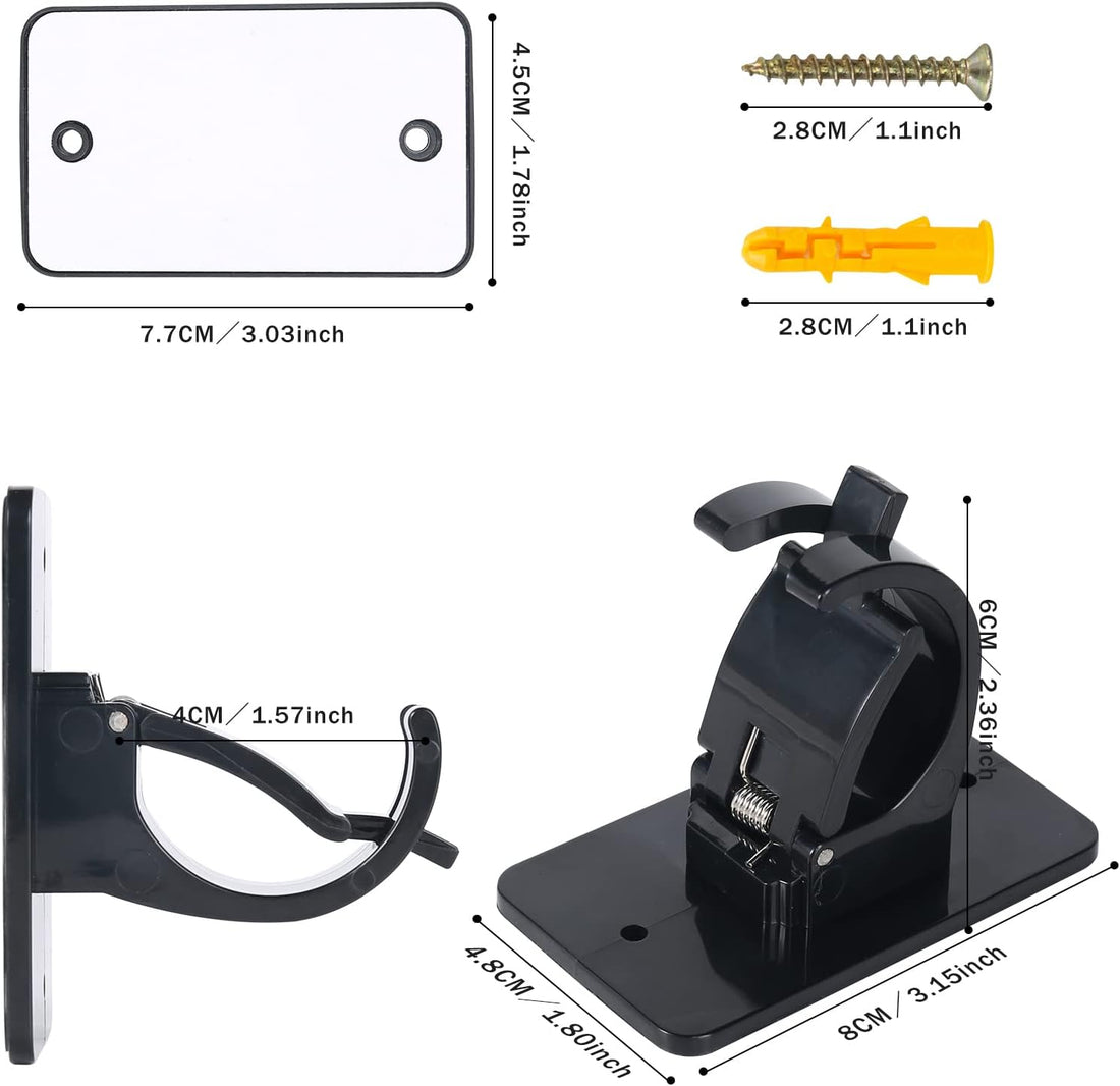 Self-Adhesive Curtain Rod Clips 4 Pcs No Drill 40mm Black