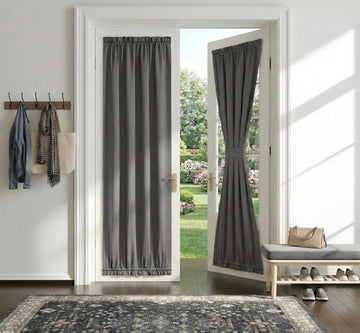 Vortaz Blackout Door Curtain Dual Rod Pocket 25x72 Grey
