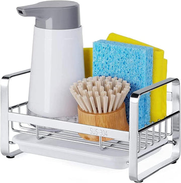 Stainless Steel Kitchen Sink Sponge Holder with Removable Drain Tray