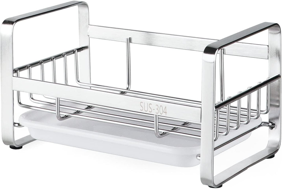 Stainless Steel Kitchen Sink Sponge Holder with Removable Drain Tray
