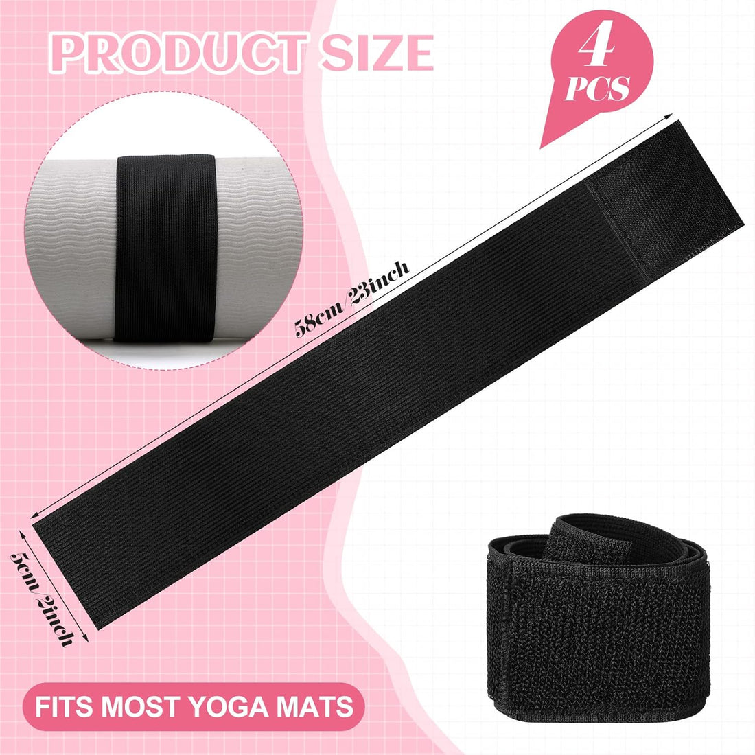 4-Pack Nylon Yoga Mat Strap Adjustable Carrier Strap with Buckle