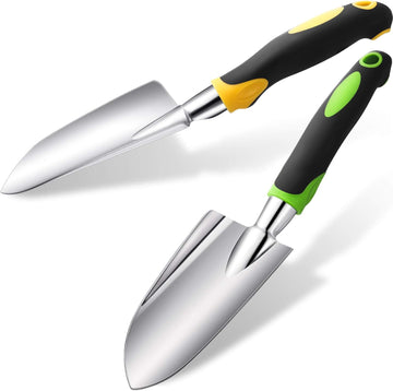 2-Piece Garden Trowel Set Rubber Handle Aluminum Alloy