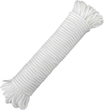 Vortaz Braided Nylon Rope 100ft 1/4 inch Heavy Duty 550lb Black