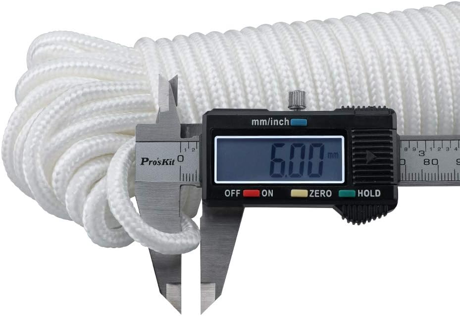 Vortaz Braided Nylon Rope 100ft 1/4 inch Heavy Duty 550lb Black