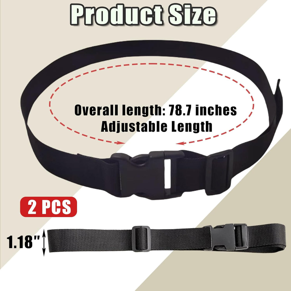 2-Pack Heavy Duty Nylon Tie Down Straps with Quick-Release Buckle