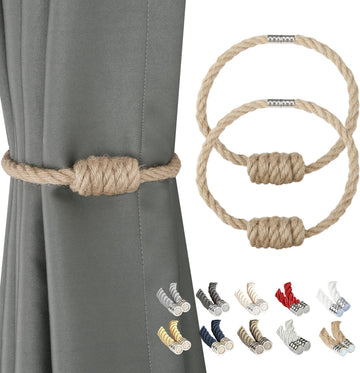 Vortaz Magnetic Curtain Tiebacks Bohemian Jute 2 Pack 44.5cm