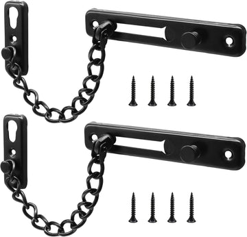 Vortaz Stainless Steel Door Chain Lock Security 2-Pack Black