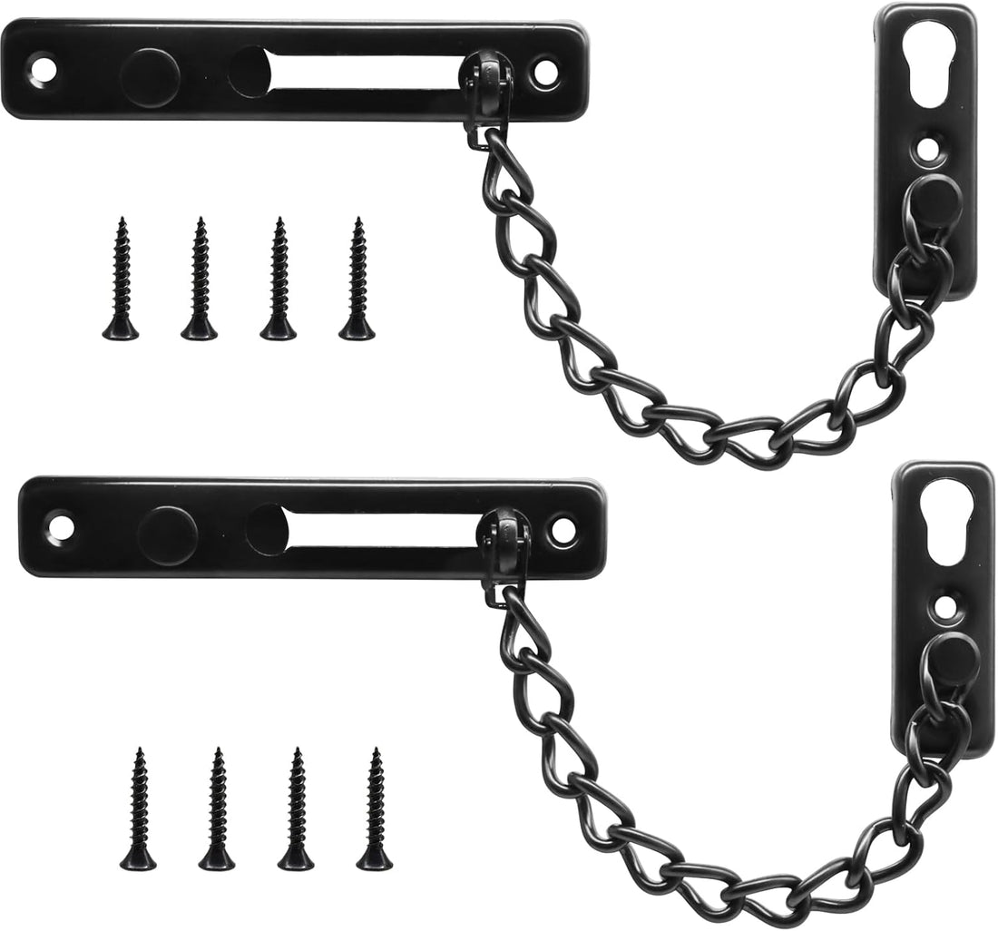 Vortaz Stainless Steel Door Chain Lock Security 2-Pack Black