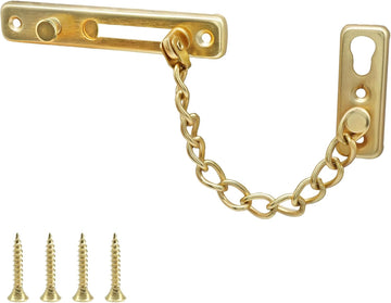 Vortaz Stainless Steel Door Chain Lock Gold 1-Pack Security