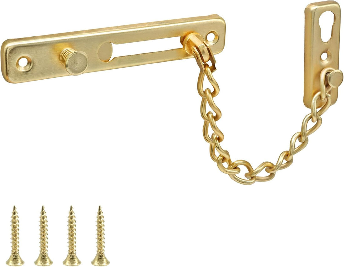 Vortaz Stainless Steel Door Chain Lock Gold 1-Pack Security