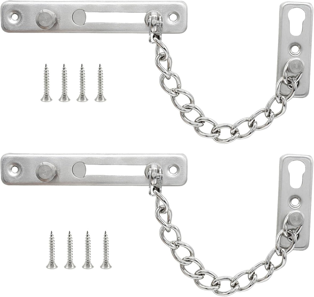 Vortaz Stainless Steel Door Chain Lock 2-Pack Silver Security