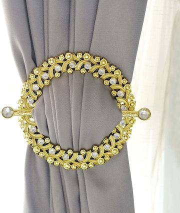 Efavormart Gold Crystal Curtain Tie Backs 2 Pack 7in Round