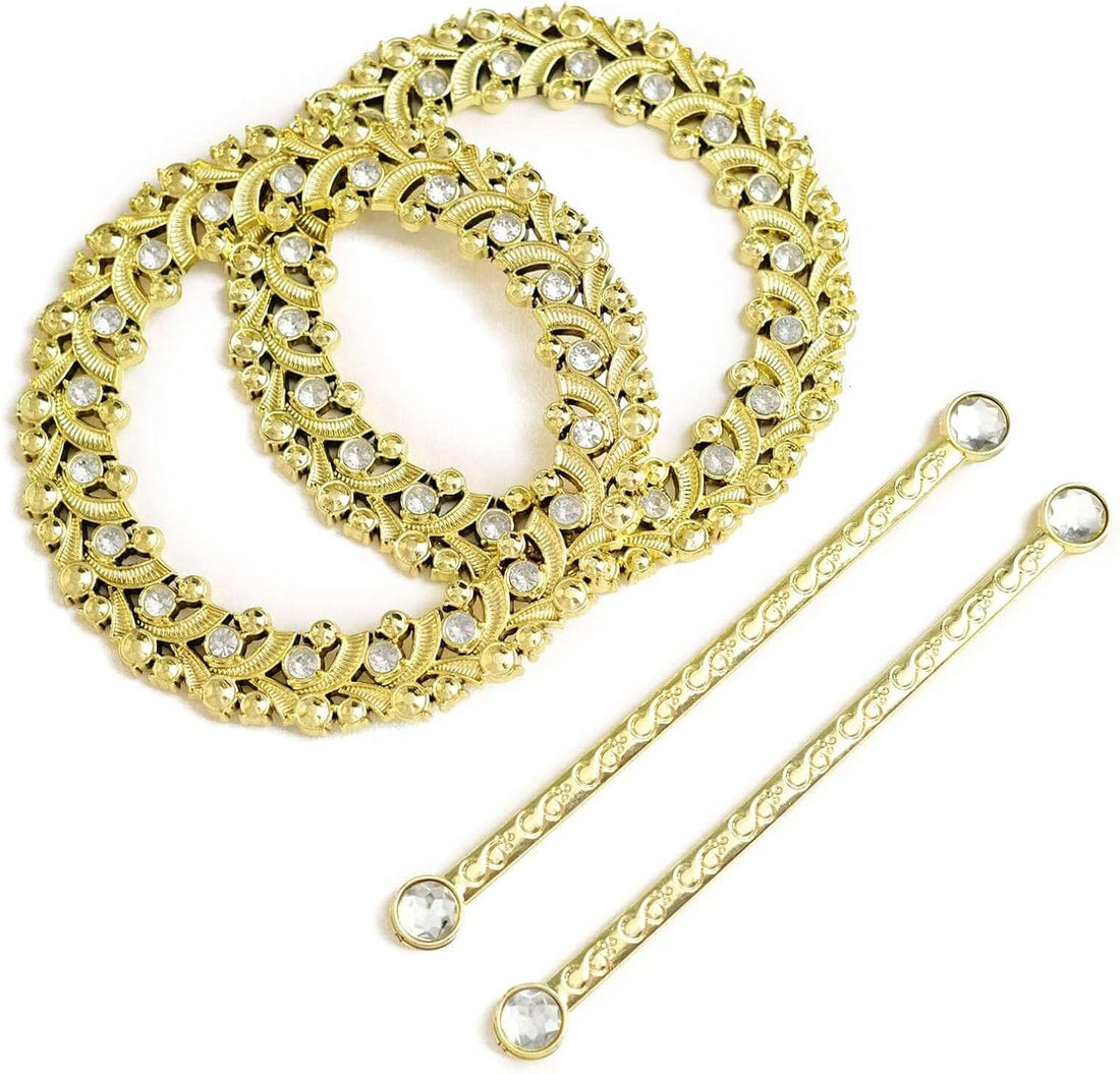 Efavormart Gold Crystal Curtain Tie Backs 2 Pack 7in Round