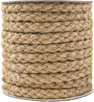 Braided Jute Rope Heavy Duty 25ft 11mm Natural