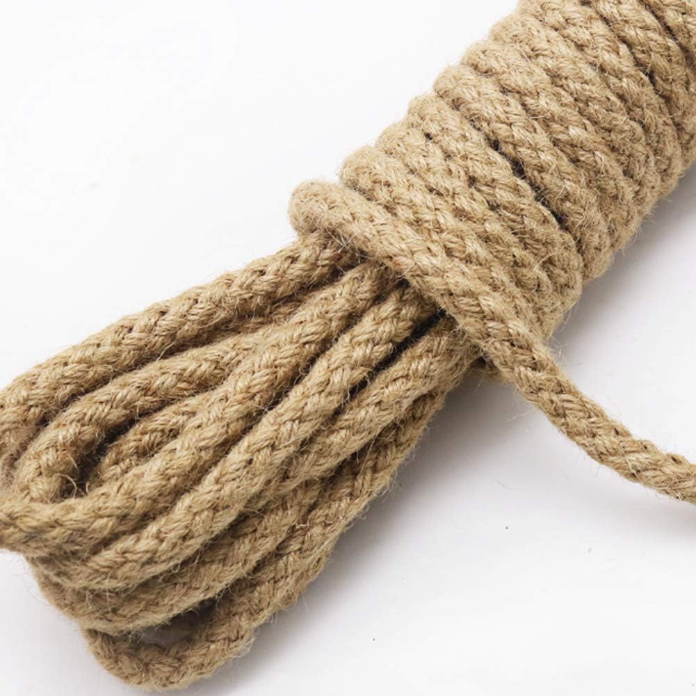 Braided Jute Rope Heavy Duty 25ft 11mm Natural