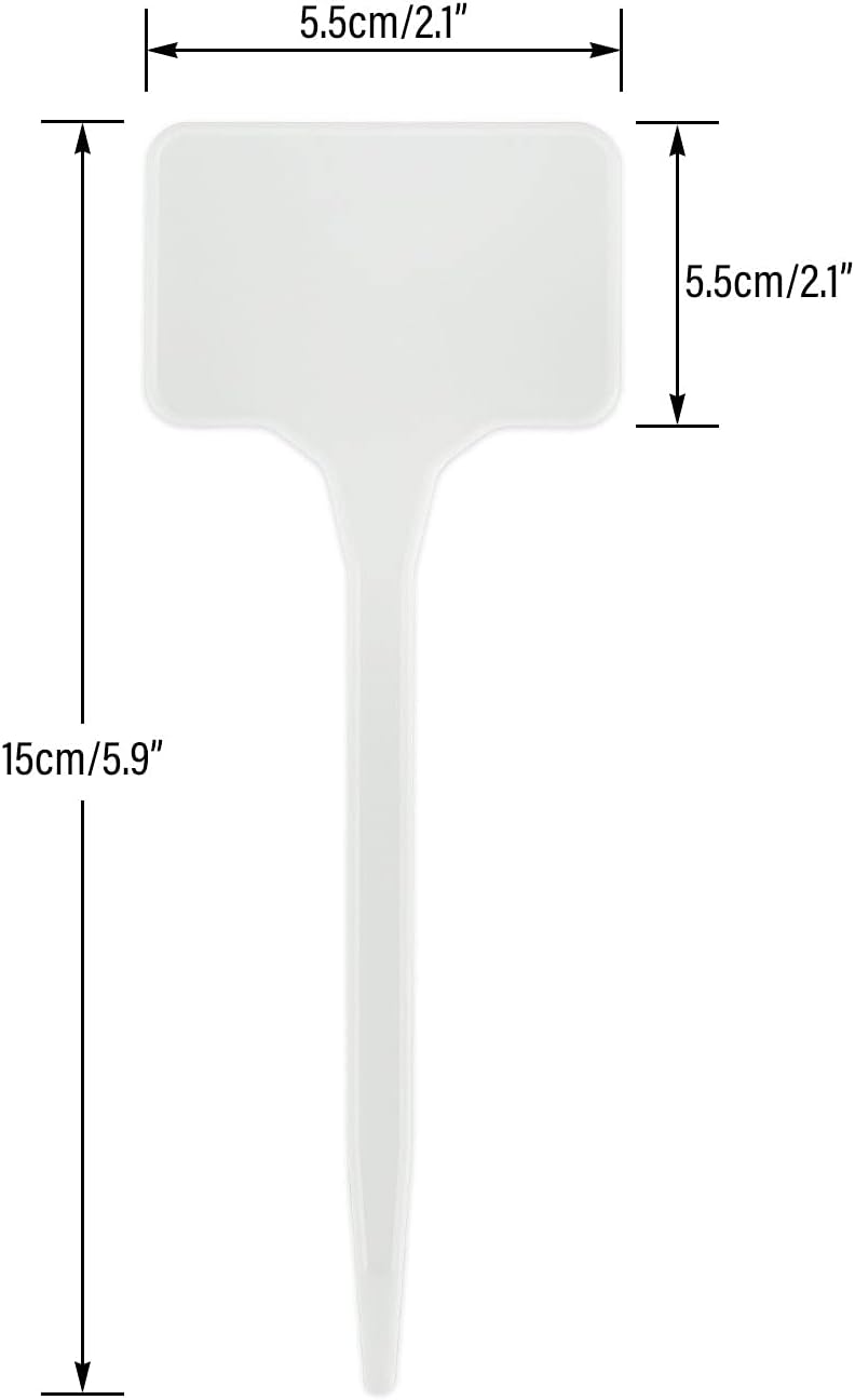 50-Pack Thick Plastic Plant T-Type Tags for Nursery Garden 15cm